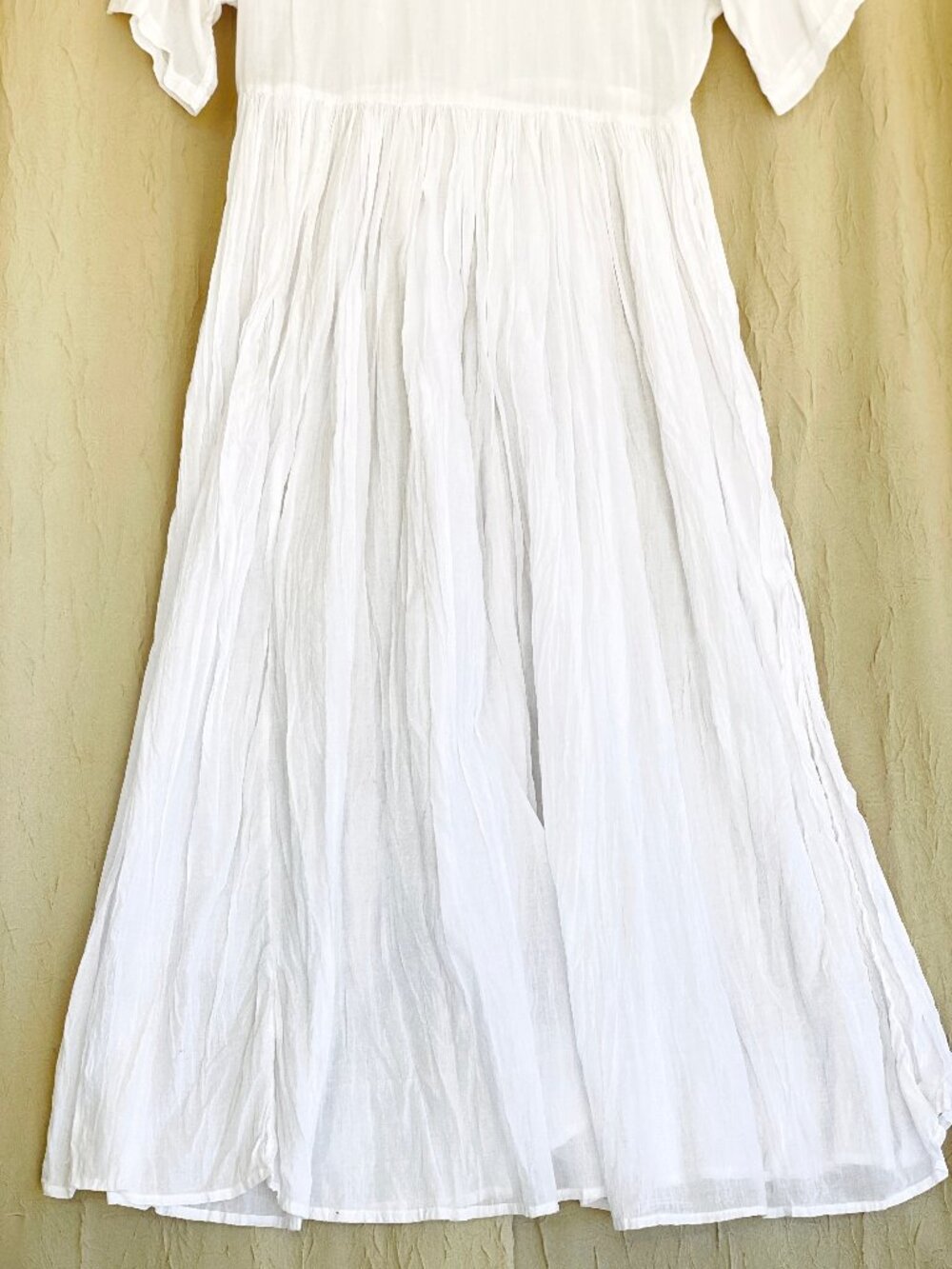 Rosey Tomato Small White Embroidered Crinkle Cotton Short Sleeve Boho Midi Dress - Picture 8 of 8